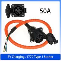 Type 1 Connector SAE J1772 EV Socket Plug Electric Vehicle Car Charger AC Inlet EV Charging Socket 50A With 1 Meters Cable EVSE