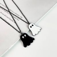 Cute Black White Ghost Friendship Couple Necklace For Women Girl Korean Fashion Best Friend Lovely Necklaces Jewelry