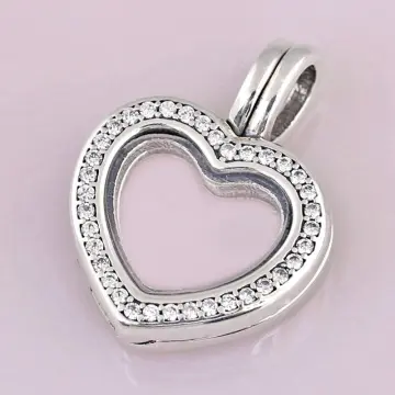 PANDORA Sterling Silver Heart Gold Diamond Locket Charm Bracelet  eBay