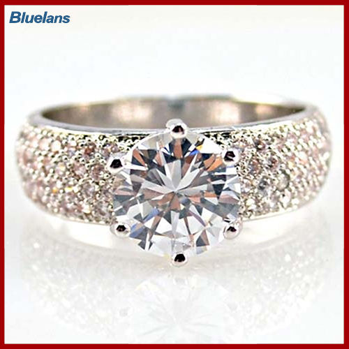 Bluelans®แหวนเงินสเตอร์ลิงเคลือบแฟชั่นของผู้หญิง Charming เครื่องประดับแหวนอัญมณีเทียม