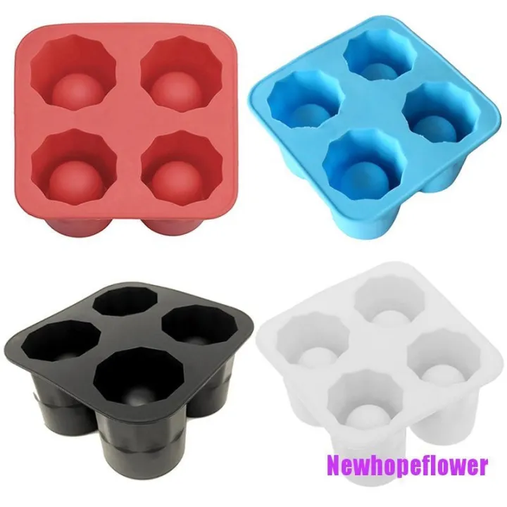 [NFPH] 4Cups Shape Silicone Ice Cube Mold Shooters Shot Glass Ice Mould Ice Cube Tray Lazada PH