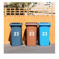 【LZ】◇  3 X Pack White Vinyl Wheelie Bin House Number Stickers Wheely Dustbin Sticker