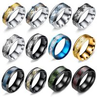 Dropshipping Dragon Rings Safe Stainless Steel Carbon Fiber Lovers Men Wedding Ring Fashion Jewelry AccessoriesGift