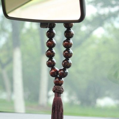 1 Pc Wood Beads Car Pendant Decor Hanging Ornament Charms Rearview Mirror Blessed Rosary Buddha Beads for Peace Interior Decor