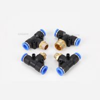 6mm 8mm 10mm 12mm 4mm Air Connector Fitting T Shape Tee Hose Pipe To BSPT Male Thread Pneumatic Coupler Pipe Fittings Accessories