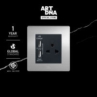 ART DNA รุ่น A77 3 Pin Socket With Double USB charger สี Stainless ปลั๊กไฟโมเดิร์น ปลั๊กไฟสวยๆ สวิทซ์ สวยๆ switch design