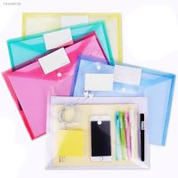 ▪▦ 10 Pcs/Set Snap File Bag Plastic 16C A4 Paper Storage Folder PP Transparent Portfolio Policy Briefcase With Label Fix Pen Hole