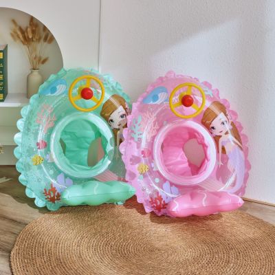 Cartoon Mermaid Infant Float Pool Swimming Ring Inflatable Circle Baby Seat with Steering Wheel Summer Beach Party Pool Toys
