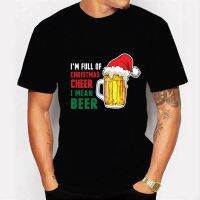 Beer Lovers I Full Christmas Cheer Men Funny Male Ladie Basic Casual T-Shirt O-Collar kemeja Hitam Short Sleeve Tshir