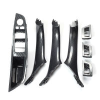 7PCS Left Hand Drive LHD สำหรับ BMW 5 Series F10 F11 520 525สีดำภายในรถประตู Handle แผงด้านในดึงฝาครอบ Armrest