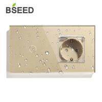 Bseed สวิตช์ไฟระบบสัมผัสแบบ1ทาง1ทาง,เต้าเสียบไฟกลางแจ้งมีเซนเซอร์ฝาปิดเต้ารับ Eu ติดผนัง