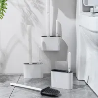 Wall Hanging Toilet Brush Toilet Bowl 2 Cleaning Brushes Silicone Toilet Brush with Holder For Floor Bathroom Accessories Sets