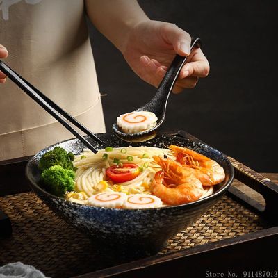 1ชิ้นจานเคลือบเซรามิกญี่ปุ่นร้านอาหารในครัวเรือนอุปกรณ์ทำครัวหมวกไผ่แตรซุปก๋วยเตี๋ยว Guanpai4ชาม