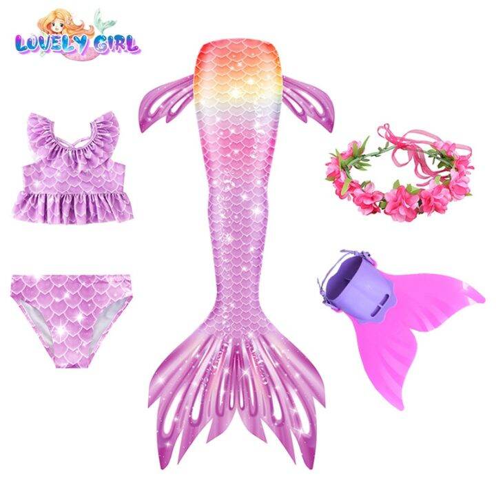 Lovelygirl Mermaid Tails Flippers Mermaid Costumes Girl Mermaid Dress 