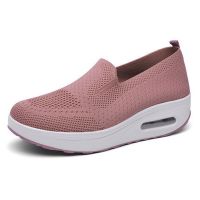 Korean Women Slip Ons Shoes Breathable Kniteed Flat Shoe Soft Sole Ladies Casual Work Shoes