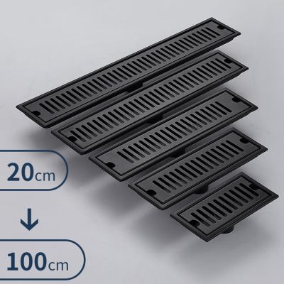 20-100cm Black Side Outlet Shower Drain Stainless Steel Bathroom Floor Drainage Linear Waste Drain Cover Roof Kitchen Accessory  by Hs2023