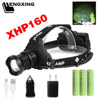 Super Bright XHP160 Led Headlamp Usb Rechargeable Headlight XHP70 XHP90 High Power Head Lamp Torch Use 18650 Camping