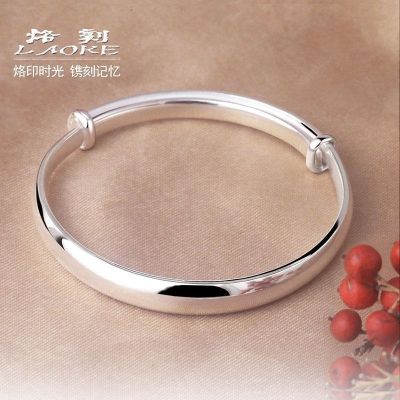 Paragraph width 999 silver bracelet female young hand act the role of smooth solid push-pull sterling sent mother lovers