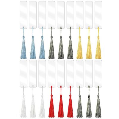 30Pcs Clear Acrylic Craft Bookmarks Set with 30 Pcs Multicolour Tassel for Gift DIY Bookmarks Crafts