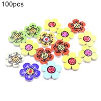 Livecity 100Pcs Plum Blossom Wooden Buttons DIY Craft Sewing Scrapbooking Decoration