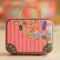 Europe Style Vintage Suitcase Shape Candy Storage Box Wedding Favor Tin Box Sundries Organizer Container Small Decoration Storage Boxes