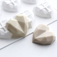 Limited Time Discounts SILIKOLOVE 8 Cavity Diamond Heart Silicone Soap Mold For Soap Making DIY Handmade Tray Soap Moulds