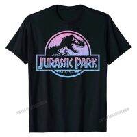 Jurassic Park Pink Blue Gradient Distressed Logo Tshirt T Shirts For Men Normal T Shirt Custom Cotton