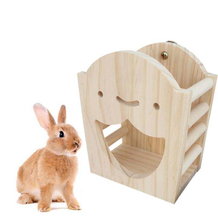 GGTU Guinea Pig Wooden Hanging Cute Chinchilla Hay Box Hay Dispenser