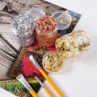 3Pcs Gilding Flakes Gold Leaf Flakes Gold Foil Fragments for Painting Gilding Arts Jewelry Making Crafts Nail Decorations