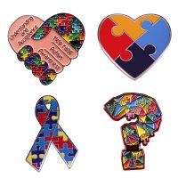 【CW】 Color Autism Awareness Badge Pin Hands In Brooch Support