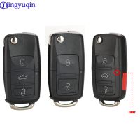 jingyuqin 2/3/4 B Folding Car Remote Key Shell Case Fob For VW Passat Polo Golf Touran Bora Ibiza Leon Octavia Fabia With Logo