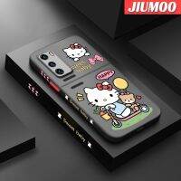 เคส JIUMOO สำหรับ Huawei P40 P40 Pro P40 Lite P40 Pro Plus ลายการ์ตูน Happy Hello Kitty บางขอบสี่เหลี่ยมด้านข้างดีไซน์ใหม่กันกระแทกมีน้ำค้างแข็งโปร่งใสแข็งเคสมือถือปลอกซิลิโคนคลุมทั้งหมดกล้องป้องกัน Softcase