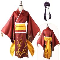 【LZ】☈❅✒  Anime Bungo Stray Dogs Cosplay para Mulheres Izumi Kyouka Kimono Outfits Yukata Halloween Carnaval Trajes Peruca Headwear