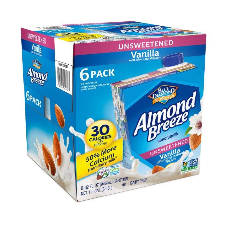 Almond Breeze Unsweetened Vanilla Almond Milk, 32 Fl Oz - 6 Pack ...