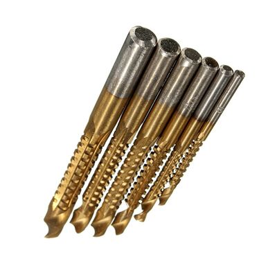 High Speed Steel Twist Drill Bit Titanium Coated HSS Drill &amp; Saw Carpenter Woodworking Drilling 6Pcs/set Drills Drivers