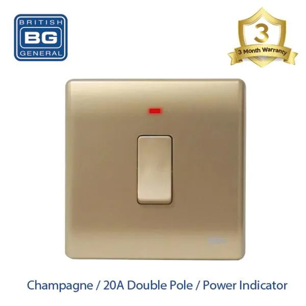 British General Moulded Neo Slimline 20A Double Pole Switch, with LED