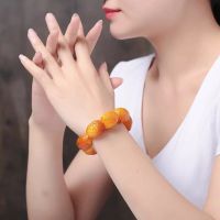 Baltic Kelp Red Skin Old Honey Wax Bracelet Mens and Womens Amber Bracelet Single Ring Chicken Oil Yellow Bucket Bead Jewelry