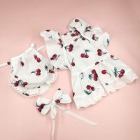 Dog Pet Clothing Flower Fruit Dress for Dogs Clothes Cat Small Cherry Print Flying Sleeve Skirt Cute Thin Summer Yorkshire Girl Dresses