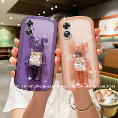 เคสโทรศัพท์ OPPO A78 4G NFC เคส Phone Case ใสลูกอมทรายที่ตั้งรูปหมีซิลิโคนปลอกอ่อน OPPOA78เลนส์ป้องกันฝาหลัง2023