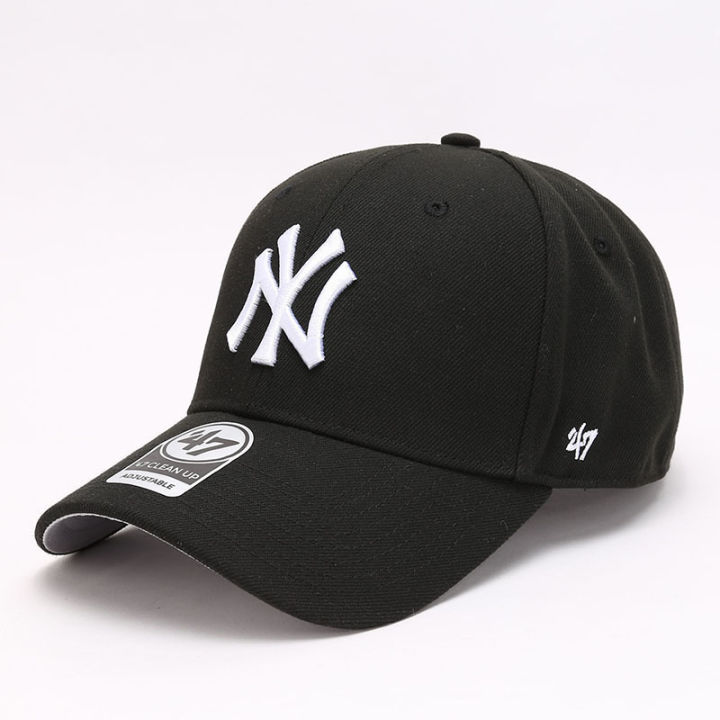 🎩 47 Baseball Hat Men's Hard Top Big Label Ny Embroidery La Peaked Cap ...