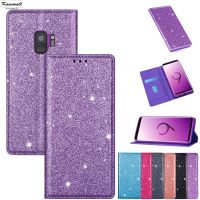 {OLI STUDIO} PU สำหรับ SamsungS22 S21 S20S10 S6S8 S9 Plus Note8 9 10Glitter StandCover