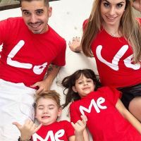 (KTL)Father&amp;Mother&amp;Kid Clothes Summer Family Matching Outfits Parent-child Red Love Letter Print T-shirt Short Sleeve Pullover Tops