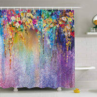 Durable Bathroom Decor Shower Curtain Home Blossom Waterproof Hanging 180x180cm Abstract Herbs 3D Flowers With Hooks Colorful