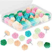 +【； 30PCS/Set Push Pins Rose/Sunflower/Daisy Thumbtacks Photo Wall Nail Wall Maps Cork Boards Decor Drawing Pins Office Binding