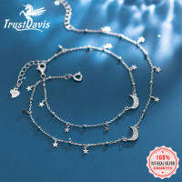 Trustdavis แท้925เงินสเตอร์ลิงแฟชั่นพราว CZ ดวงจันทร์ดาวสร้อยข้อมือ Anklets สำหรับผู้หญิงเครื่องประดับเงิน Fine ของขวัญ DA623