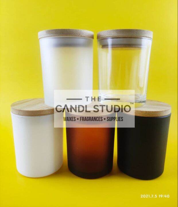 The Candl Studio 200ML Candle Glass Jar with Wood Lid • Candle Making Jars with Wooden Lid