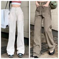 Christmas gift JIAOQI Cargo Pants Women Big Pockets Vintage Trousers High Waisted Joggers Ladies Fashion Sweatpants