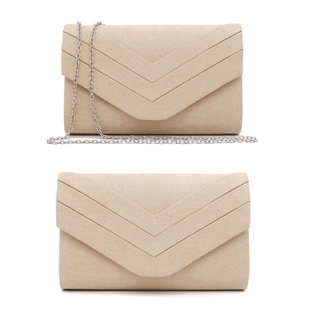 Womens Envelope Metallic Faux Lethr Rose Gold Silver Ladies Party Prom Smart Bag 
