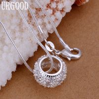 【cc】✤☌❖  925 Sterling 16/18/20/22/24/26/28/30 Inch Snake Chain Round Pendant Necklace Wedding Fashion Jewelry