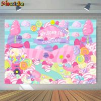 Candy Theme Birthday Background Photography Welcome to Candyland Baby Child Birthday Party Backdrops Decoration Banner Photocall